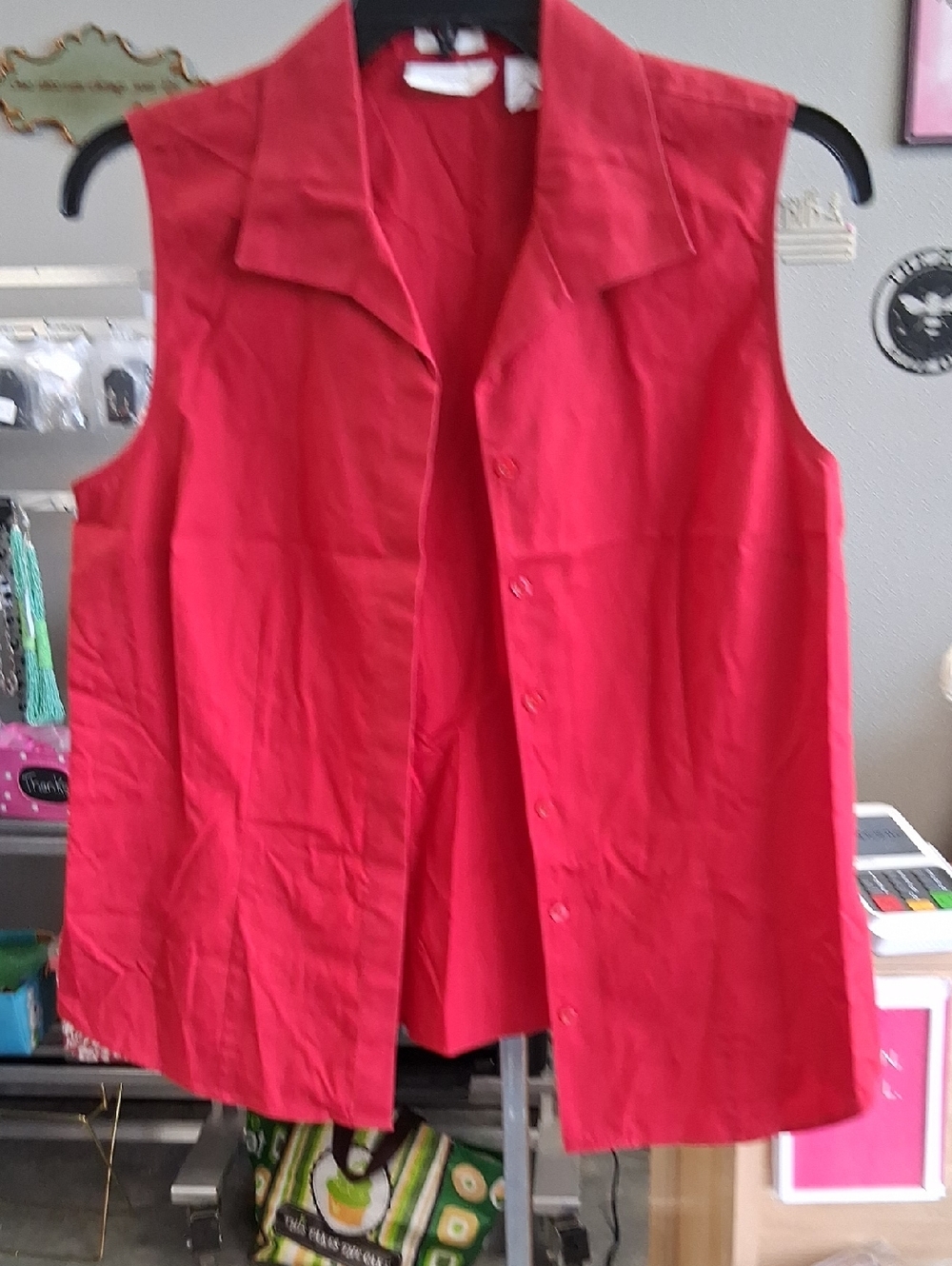 Chico's Vibrant Red Shirt with Notch Collar